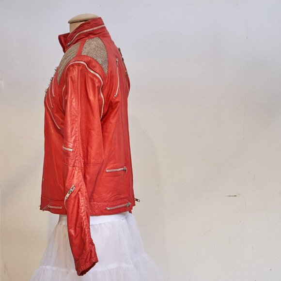 1980’s J.Park Collection Red Leather Zipper Jacket Michael Jackson BEAT IT - Picture 5 of 16